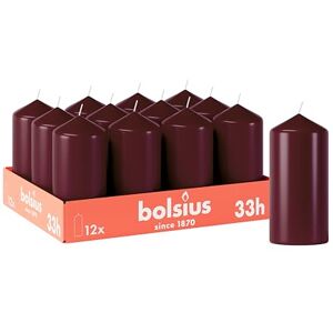 BOLSIUS Smooth Pillar Candles Burgundy Pack of 12-12 x 6 cm Decorative Household Candles Burning Time 33 Hours Unscented Contains Natural Plant Wax Without Palm Oil BOLSIUS Smooth Pillar Candles Burgundy Pack of 12-12 x 6 cm Decorative Household Candles Burning Time 33 Hours Unscented Contains Natural Plant Wax Without Palm Oil