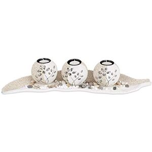 Relaxdays Tealight Holder Set, Leaf Bowl, Deco Sand, Candle Stand, Atmospheric Display Piece, Tabletop, Beige-White Relaxdays Tealight Holder Set, Leaf Bowl, Deco Sand, Candle Stand, Atmospheric Display Piece, Tabletop, Beige-White
