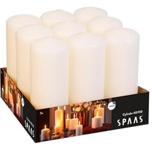 Spaas Tray of 9 Unscented Pillar Candles 60/150 mm, ± 45 Hours, Ivory Spaas Tray of 9 Unscented Pillar Candles 60/150 mm, ± 45 Hours, Ivory