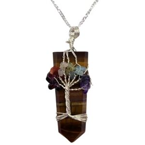 VIE Naturals Tree of Life 7 Chakra Pendant, Tiger Eye VIE Naturals Tree of Life 7 Chakra Pendant, Tiger Eye
