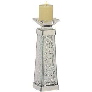 Deco 79 87374 Glass Mirror Crystal Candle Holder, 4" x 14 Deco 79 87374 Glass Mirror Crystal Candle Holder, 4" x 14