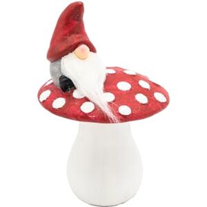 HEITMANN DECO Toadstool with Gnome Ceramic Figure in White/Red, Approx. 18 cm Fairytale Autumn Decoration for Window, Table & Shelf HEITMANN DECO Toadstool with Gnome Ceramic Figure in White/Red, Approx. 18 cm Fairytale Autumn Decoration for Window, Table & Shelf
