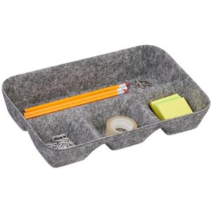 Relaxdays Drawer Organiser, Versatile Insert, HWD: 5.5 x 29.5 x 19 cm, 4 Compartments, Felt Tray, Utensils Storage, Grey Relaxdays Drawer Organiser, Versatile Insert, HWD: 5.5 x 29.5 x 19 cm, 4 Compartments, Felt Tray, Utensils Storage, Grey