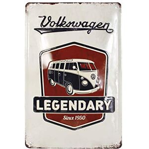 BRISA VW Collection Volkswagen Retro Tin Sign Vintage Decoration made of Metal in T1 Bus Design (Vintage Logo/Gray) BRISA VW Collection Volkswagen Retro Tin Sign Vintage Decoration made of Metal in T1 Bus Design (Vintage Logo/Gray)
