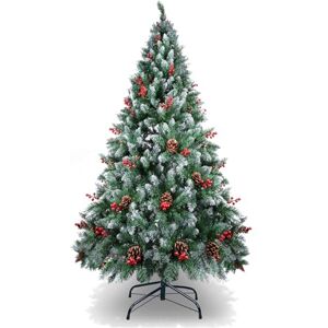 AGM 7ft Christmas Tree, 210CM Snow Flocked Artificial Christmas Tree, 900 Tips with Decorations, for Christmas Indoor Outdoor Decoration AGM 7ft Christmas Tree, 210CM Snow Flocked Artificial Christmas Tree, 900 Tips with Decorations, for Christmas Indoor Outdoor Decoration