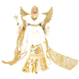 The Christmas Workshop 82050 Angel Christmas Tree Topper / 12” Tall/Gold & Cream Coloured/Indoor Christmas Decoration The Christmas Workshop 82050 Angel Christmas Tree Topper / 12” Tall/Gold & Cream Coloured/Indoor Christmas Decoration