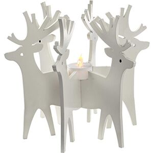 WeRChristmas Reindeer Candle Holder and Tea Light Christmas Decoration, Wood, 19 cm Multi-Colour WeRChristmas Reindeer Candle Holder and Tea Light Christmas Decoration, Wood, 19 cm Multi-Colour
