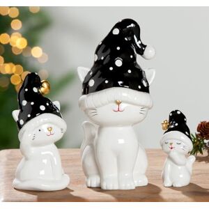 AlexandreHouse Pack of 3 Figures, Cat, Dotted, Porcelain, White, PU 3, Assorted 3 times, H. 18 cm, D. 9 cm AlexandreHouse Pack of 3 Figures, Cat, Dotted, Porcelain, White, PU 3, Assorted 3 times, H. 18 cm, D. 9 cm