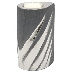 Dekohelden24 Elegant modern decorative designer ceramic tea light holder in silver-grey, dimensions (L x W x H) approx. 7 x 9 x 14 cm. Dekohelden24 Elegant modern decorative designer ceramic tea light holder in silver-grey, dimensions (L x W x H) approx. 7 x 9 x 14 cm.
