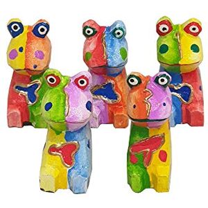 VIE Naturals Abstract Frog Carving, Painted Set Of 5 (4 cm) VIE Naturals Abstract Frog Carving, Painted Set Of 5 (4 cm)