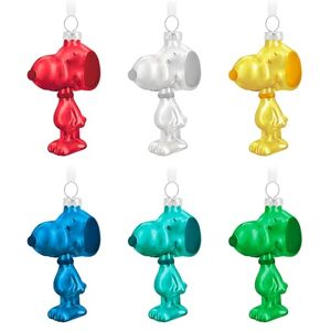 Hallmark Collectable PEANUTS Glass Ornaments, Pack of 6, Colourful SNOOPY Figures, Hanging Ornaments, Christmas, Red, White, Yellow, Blue, Green Hallmark Collectable PEANUTS Glass Ornaments, Pack of 6, Colourful SNOOPY Figures, Hanging Ornaments, Christmas, Red, White, Yellow, Blue, Green