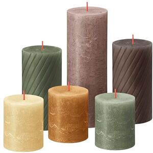 BOLSIUS Rustic Pillar Candles Gift Set of 6 Nature Decorative Household Candles Length Burning Time Unscented Includes Natural Plant Wax Without Palm Oil BOLSIUS Rustic Pillar Candles Gift Set of 6 Nature Decorative Household Candles Length Burning Time Unscented Includes Natural Plant Wax Without Palm Oil