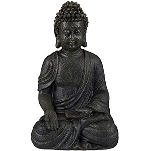 Relaxdays Sitting Buddha Figurine, 18 cm, Decorative Ornament for Living Room & Bathroom, Moisture-Resistant, Dark Grey Relaxdays Sitting Buddha Figurine, 18 cm, Decorative Ornament for Living Room & Bathroom, Moisture-Resistant, Dark Grey