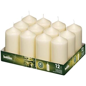 BOLSIUS Tall Pillar Candles 120 mm (Pack of 12), Ivory, Size: 58(Dia) x 120(H)mm, Up to 39 Hours Burn Time per Candle, Low Smoke Wax, DB087 BOLSIUS Tall Pillar Candles 120 mm (Pack of 12), Ivory, Size: 58(Dia) x 120(H)mm, Up to 39 Hours Burn Time per Candle, Low Smoke Wax, DB087
