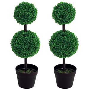 Outsunny Set of 2 Artificial Boxwood Ball Topiary Trees Potted Decorative Plant Indoor Décor (67cm) Outsunny Set of 2 Artificial Boxwood Ball Topiary Trees Potted Decorative Plant Indoor Décor (67cm)