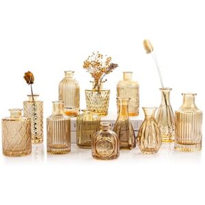 TBWIND Amber Glass Bud Vases Set of 12, Small Vases for Centerpieces, Vintage Mini Vases for Wedding Decor, Clear Glass Bud Vase in Bulk for Single Flowers, Office and Home Table Flower Décor TBWIND Amber Glass Bud Vases Set of 12, Small Vases for Centerpieces, Vintage Mini Vases for Wedding Decor, Clear Glass Bud Vase in Bulk for Single Flowers, Office and Home Table Flower Décor