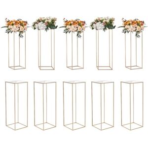 VEVOR 10PCS 31.5inch/80cm High Wedding Flower Stand, With Acrylic Laminate,Metal Vase Column Geometric Centerpiece Stands, Gold Rectangular Floral Display Rack for Events Reception, Party Decoration VEVOR 10PCS 31.5inch/80cm High Wedding Flower Stand, With Acrylic Laminate,Metal Vase Column Geometric Centerpiece Stands, Gold Rectangular Floral Display Rack for Events Reception, Party Decoration