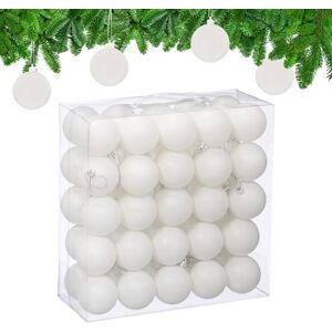 Relaxdays Christmas Baubles, Set of 50, Tree Ornaments, Holiday Decorations, Plastic, Shatterproof, 6 cm, Matte, White Relaxdays Christmas Baubles, Set of 50, Tree Ornaments, Holiday Decorations, Plastic, Shatterproof, 6 cm, Matte, White