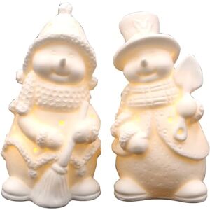 Dekohelden24 Porcelain LED Snowmen in White Set of 2 Dimensions per Figure L/W/H 6.5 x 6.5 x 11 cm, 11 cm Dekohelden24 Porcelain LED Snowmen in White Set of 2 Dimensions per Figure L/W/H 6.5 x 6.5 x 11 cm, 11 cm