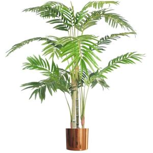 Leaf 120cm (4ft) Realistic Artificial Areca Palm with Pot with Copper Metal Planter Leaf 120cm (4ft) Realistic Artificial Areca Palm with Pot with Copper Metal Planter