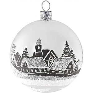 Ornex Glass Baubles (3 Pack, Ø7cm) Hand-Blown & Decorated, White, Christmas Ornex Glass Baubles (3 Pack, Ø7cm) Hand-Blown & Decorated, White, Christmas