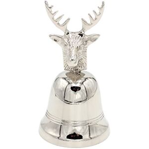 Dekohelden24 , table bell aluminium with stag head made of metal in silver, dimensions H/Ø: approx. 12.5 x 6.5 cm, 12.5 cm Dekohelden24 , table bell aluminium with stag head made of metal in silver, dimensions H/Ø: approx. 12.5 x 6.5 cm, 12.5 cm