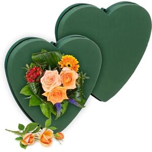 Relaxdays 2X Floral Foam for Fresh Flowers, Heart, for Arrangements and Crafting, Decorations, 26.5 x 26.5 x 4 cm, Green Relaxdays 2X Floral Foam for Fresh Flowers, Heart, for Arrangements and Crafting, Decorations, 26.5 x 26.5 x 4 cm, Green