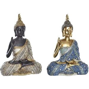 DKD Home Decor Decorative Figurine 17 x 9 x 25 cm Blue Golden Brown Oriental Buddha (2 Units) DKD Home Decor Decorative Figurine 17 x 9 x 25 cm Blue Golden Brown Oriental Buddha (2 Units)