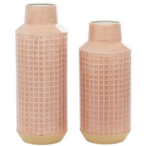 Deco 79 Metal Cylinder Vase, Set of 2 14", 17"H, Pink Deco 79 Metal Cylinder Vase, Set of 2 14", 17"H, Pink