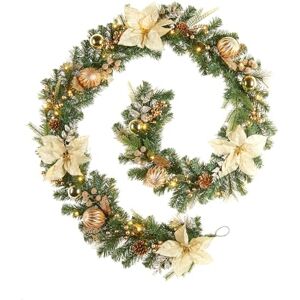 WeRChristmas Pre-Lit Decorated Garland, Cream/Gold, 9 ft WeRChristmas Pre-Lit Decorated Garland, Cream/Gold, 9 ft