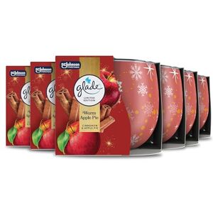 glade Scented Candle Sleeved, Infused with Essential Oils, Made without Palm oil, Up to 25 Hour Burn Time, Limited Edition Christmas Candle, Warm Apple Pie, Pack of 6 (6x 108g) glade Scented Candle Sleeved, Infused with Essential Oils, Made without Palm oil, Up to 25 Hour Burn Time, Limited Edition Christmas Candle, Warm Apple Pie, Pack of 6 (6x 108g)