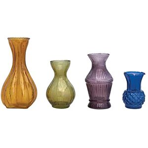 Creative Labs Debossed Glass Bud, Set of 4 Sizes, 4 Colors Vase, Multi Creative Labs Debossed Glass Bud, Set of 4 Sizes, 4 Colors Vase, Multi