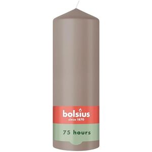 BOLSIUS Pillar Candle Taupe 20 cm Burning Time 75 Hours with Natural Extracts Natural Plant Wax Without Palm Oil BOLSIUS Pillar Candle Taupe 20 cm Burning Time 75 Hours with Natural Extracts Natural Plant Wax Without Palm Oil