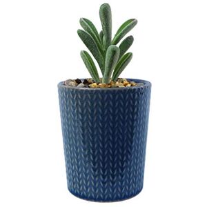 Leaf Ceramic Stripe Planter with Artificial Plant Leaf Ceramic Stripe Planter with Artificial Plant