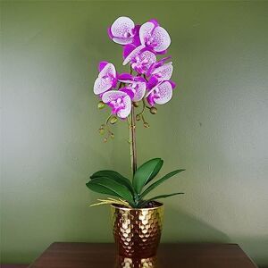 Leaf 50cm Phalaenopsis Orchid Artificial Purple/White Gold Pot Leaf 50cm Phalaenopsis Orchid Artificial Purple/White Gold Pot