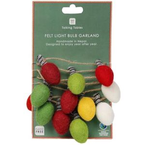Talking Tables Christmas Tree Decorations Felt Light Bulb Garland Xmas Tree Décor, Room Décor,Hanging Decoration, Dinner Party, Eco Friendly 2m - Talking Tables Christmas Tree Decorations Felt Light Bulb Garland Xmas Tree Décor, Room Décor,Hanging Decoration, Dinner Party, Eco Friendly 2m -