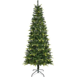 Uten 6ft Slim Christmas Tree, with Realistic PE Leaves Artificial Pencil Xmas Tree Indoor Home Decoration, 600 Natural Looking PVC & PE Tips, Hinged Branches, Metal Stand, 2 Styles Branches, Reusable Uten 6ft Slim Christmas Tree, with Realistic PE Leaves Artificial Pencil Xmas Tree Indoor Home Decoration, 600 Natural Looking PVC & PE Tips, Hinged Branches, Metal Stand, 2 Styles Branches, Reusable