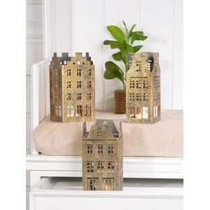 AlexandreHouse Pack of 6 Tealight Candle Holder, House, House motif, Metal, Gold-colored, PU 6, Assorted 3 times, L. 9 cm, W. 9 cm, H. 18 cm AlexandreHouse Pack of 6 Tealight Candle Holder, House, House motif, Metal, Gold-colored, PU 6, Assorted 3 times, L. 9 cm, W. 9 cm, H. 18 cm