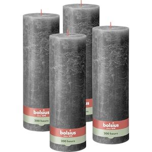 BOLSIUS Rustik Pillar Candle XXL – Anthracite – Set of 4 – Decorative Household Candles – Long Burning Time 200 Hours – Unscented – Includes Natural Vegan Wax – Without Palm Oil – 30 x 10 cm BOLSIUS Rustik Pillar Candle XXL – Anthracite – Set of 4 – Decorative Household Candles – Long Burning Time 200 Hours – Unscented – Includes Natural Vegan Wax – Without Palm Oil – 30 x 10 cm