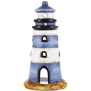 HEITMANN DECO Lighthouse Ceramic Lantern, Blue, White, Beige, 10,2 x 10,2 x 20 cm HEITMANN DECO Lighthouse Ceramic Lantern, Blue, White, Beige, 10,2 x 10,2 x 20 cm