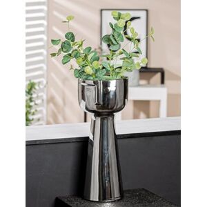 GILDE Decorative Vase Face Vase Flower Vase Large Ceramic Glazed Silver Decorative Living Room Gift Birthday Gift Colour: Silver Height 45.5 cm GILDE Decorative Vase Face Vase Flower Vase Large Ceramic Glazed Silver Decorative Living Room Gift Birthday Gift Colour: Silver Height 45.5 cm