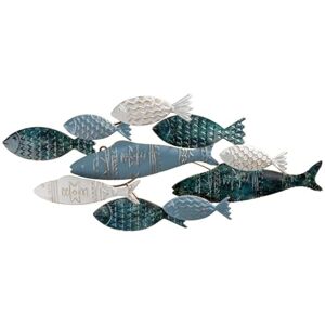 GILDE Wall Relief Pesca Metal Fish Motif Dark Blue Light Blue White Glossy Textured 30 x 71 cm Wall Decoration Art Decoration Home Accessory GILDE Wall Relief Pesca Metal Fish Motif Dark Blue Light Blue White Glossy Textured 30 x 71 cm Wall Decoration Art Decoration Home Accessory