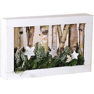 EUROCINSA Wall/Table Ornament in White Wood with Branches, Stars and LED Lights 37 x 6 x 23 cm 1ud, Mdf, One Size EUROCINSA Wall/Table Ornament in White Wood with Branches, Stars and LED Lights 37 x 6 x 23 cm 1ud, Mdf, One Size