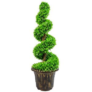 Leaf Large Artificial Spiral Tree with Decorative Planter Leaf Large Artificial Spiral Tree with Decorative Planter