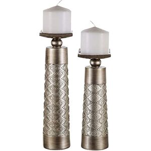 Creative Labs Dublin Decorative Candle Holder Set of 2 Home Decor Pillar Candle Stand, Coffee Table Mantle Decor centerpieces for Fireplace, Living or Dining Room Table, Gift Boxed (Brushed Silver) Creative Labs Dublin Decorative Candle Holder Set of 2 Home Decor Pillar Candle Stand, Coffee Table Mantle Decor centerpieces for Fireplace, Living or Dining Room Table, Gift Boxed (Brushed Silver)
