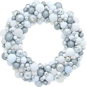 WeRChristmas Bauble Wreath, Silver and White, 60 cm WeRChristmas Bauble Wreath, Silver and White, 60 cm