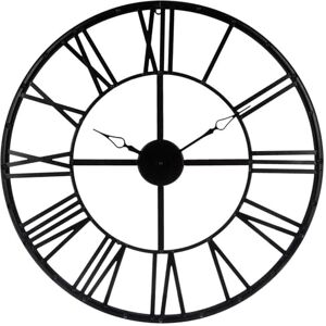 WELL HOME MOBILIARIO & DECORACIÓN Vintage Metal Clock for Decoration Diameter 69.5 cm, Black/White, D. Ø69,5 x P. 4cm WELL HOME MOBILIARIO & DECORACIÓN Vintage Metal Clock for Decoration Diameter 69.5 cm, Black/White, D. Ø69,5 x P. 4cm
