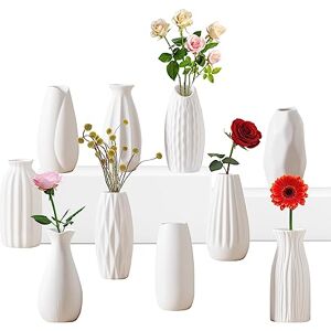 Sameme 5'' White Ceramic Bud Vases Set of 10,Small Vases in Bulk for Flowers,Mini Vases for Centerpieces,Modern Vases for Floral and Pampas Grass,Boho Vases for Wedding,Party,Table Home Decor… Sameme 5'' White Ceramic Bud Vases Set of 10,Small Vases in Bulk for Flowers,Mini Vases for Centerpieces,Modern Vases for Floral and Pampas Grass,Boho Vases for Wedding,Party,Table Home Decor…