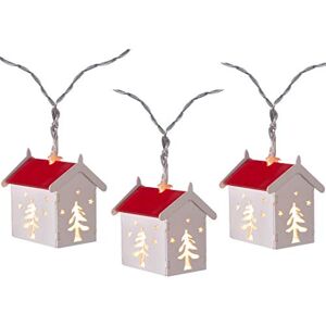 WeRChristmas Pre-Lit Decorative Wooden House LED Light String, White, 5.5cm WeRChristmas Pre-Lit Decorative Wooden House LED Light String, White, 5.5cm