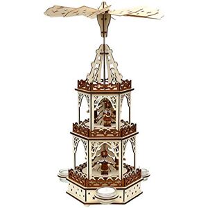 Dekohelden24 Wooden tealight pyramid in natural/brown with 3 levels, for 3 tea lights, L/W/H: 19 x 16.5 x 42 cm, motif: miners Dekohelden24 Wooden tealight pyramid in natural/brown with 3 levels, for 3 tea lights, L/W/H: 19 x 16.5 x 42 cm, motif: miners